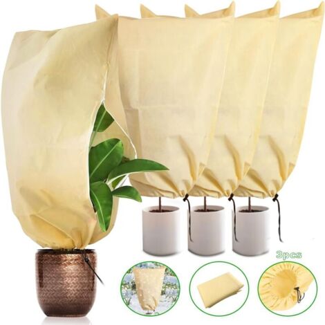 Housse de Protection pour Plantes,3 Pack Housse Hivernage Plante(80 120cm- 80g/m²), Voile Hivernage Plante,Housse d'hivernage,avec Cordon de Serrage et Zipper Voile d’Hivernage,Réutilisable. (1/5)