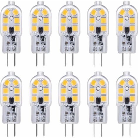 Ampoule G4 LED 12V 2W Blanc Froid 6000K, 200LM, Équivalent Halogène G4 Bi-pin 10W 20W, LED Lampe G4 12V AC/DC pour Camping Car/Hotte Cuisine, non-dimmable, lot de 10 Guazhuni (1/5)