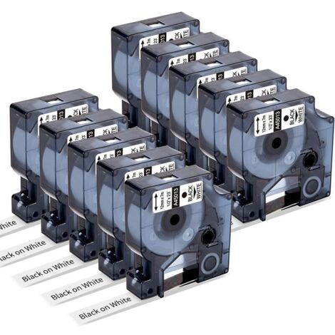 Ruban pour étiqueteuse Compatible avec D1 12mm x 7m 45013 S0720530 Noir sur Blanc Cartouche pour LabelManager LM 160 210d 280 420P Pnp 500TS LabelPoint 200 150 (Pack de 10) (1/4)