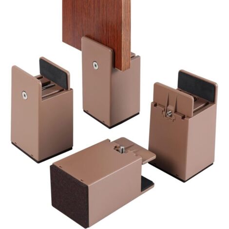 Rehausseurs de lit et de Meubles réglables avec Pince à vis, 4Pcs rehausseurs de lit réglables de 10 cm, Heavy Duty Tables de canapé Rehausseurs de Chaise (1/4)