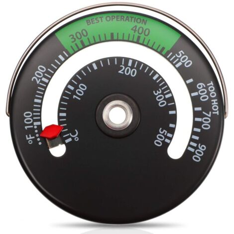 Thermomètre magnétique pour poêle – Cadran en aluminium – Capteur bimétallique – Fixation sur tuyau de cheminée – Surveillance température combustion
