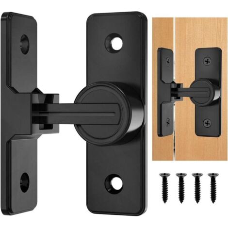Verrou de porte coulissante 90° – Alliage de zinc noir mat – Résistant à la corrosion – Inclus 4 vis de montage – Pour portes en bois (1/4)