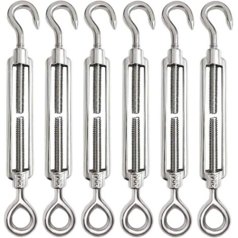 Lot de 6 tendeurs de fil - Tendeurs à crochets - Tendeurs en acier inoxydable - Pour une utilisation intensive (M5) (1/4)