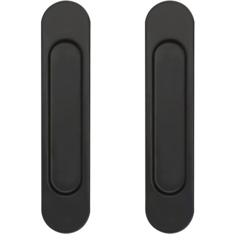 2 Pièces Poignée de Porte Coulissante Ovale 14,8 CM Poignées de Porte Coulissante Auto-Adhésives,Convient pour Armoires, Fenêtres, Portes Coulissantes(Noir) (1/4)