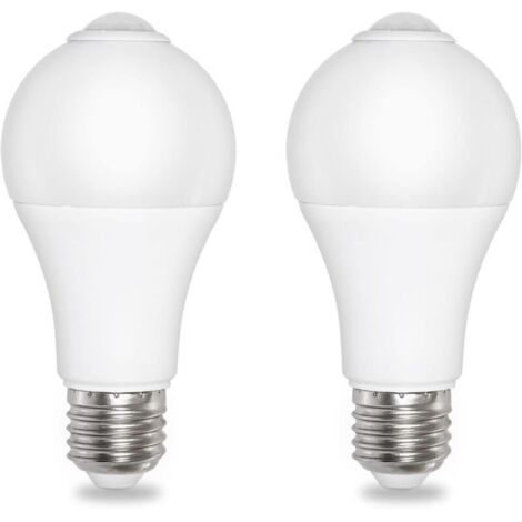 Ampoule Capteur Crépusculaire E27 12W Blanc Froid 6000K 1000lm, AC 230V, 120 degrés, Auto on/off, Ampoule Détecteur de Lumière E27 pour Entrée Jardin Extérieur, lot de 2