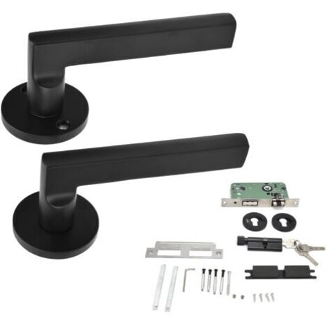 2 Pièces Poignée de Porte Serrure Silencieuse Conception de Roulement en Alliage D'aluminium Bouton de Porte Noir Moderne sans Bruit Anticollision Serrures de Porte avec Clés pour Chambre (1/5)