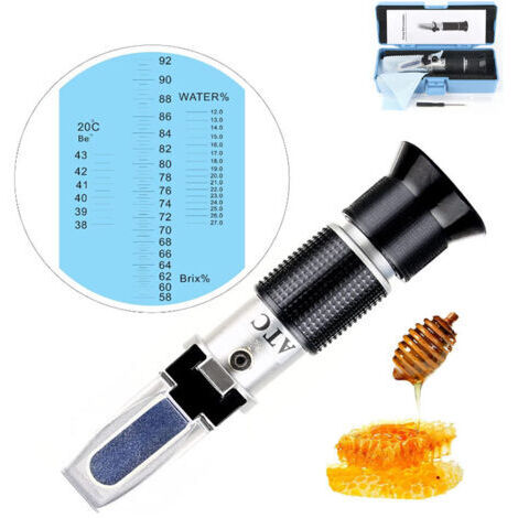 Réfractomètre à miel 58-90% Brix – Mesure de la teneur en sucre et en eau – Portable et facile à utiliser – Inclus : compte-gouttes et tournevis - BRIX 10-33