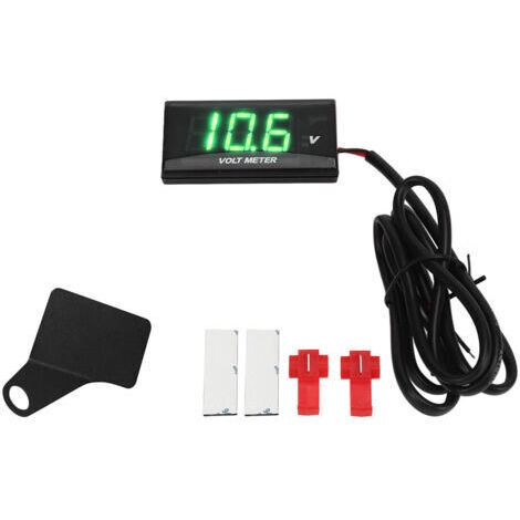 Voltmètre Universel LCD Moto Voltmètre Ultra Mince Etanche avec Support Gauche DC12V Vert (1/5)