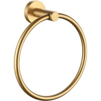 Hand Towel Ring Brushed Gold, SUS 304 Stainless Steel Round Towel Holder for Contemporary Bathroom Toilet Kitchen Storage, Wall Mounted