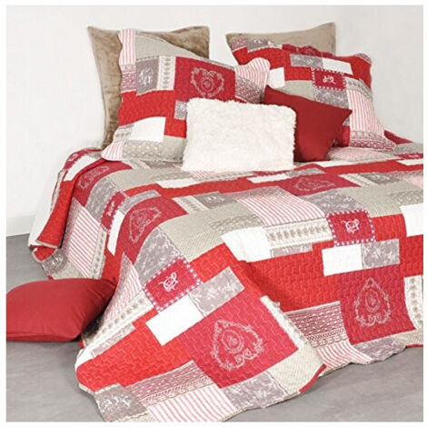 Boutis et taies d'oreiller - Arkansas - 240 x 260 cm - Rouge - Synthétique - Chambre (1/3)