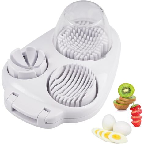 Trancheuse à œufs 3 en 1 pour œufs durs, fraise et raisin, en acier inoxydable, passe au lave-vaisselle, coupe-fruits pour fraises et champignons (1/5)