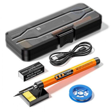 Kit de Fer à Souder Sans Fil, Rechargeable USB, Écran LCD, Température Réglable 330-450°C, Avec Pâte à Souder, Professionnel Sûr Complet (1/5)