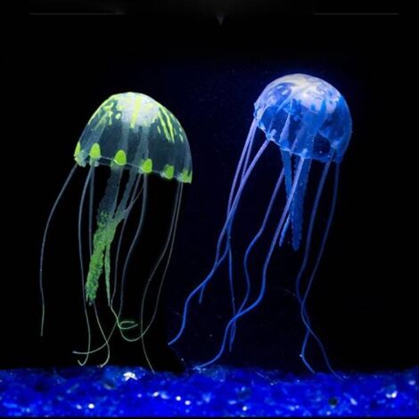 Künstliche Quallen (3er-Set, rosa, blau, grün) – Aquariendekoration Silikonquallen (2er-Set, fluoreszierend) – Aquariendekoration Aquarienzubehör. (1/5)