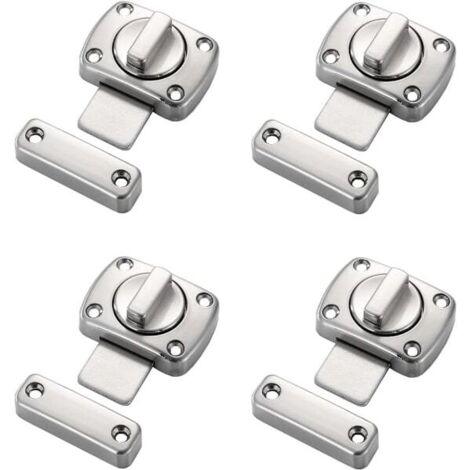 Set mit 4 drehbaren Sicherheitsschlössern aus Zinklegierung für Badezimmertüren, geeignet für die Sicherheit im Haus, Badezimmer, Schlafzimmer, Toilette, silberfarben. (1/5)
