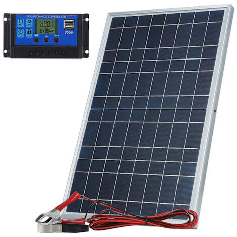 10W 12V Solarpanel-Ladegerät mit 10A-Regler, geeignet für Fahrzeuge, Torantriebe und Elektrozäune.