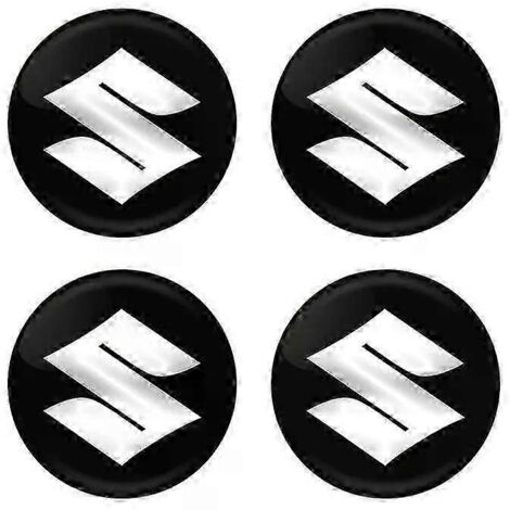 Vier 56-mm-Radnabenkappen-Logoaufkleber für Suzuki Jimny, Grand Vitara, SX4, Swift und Alto (Schwarz).