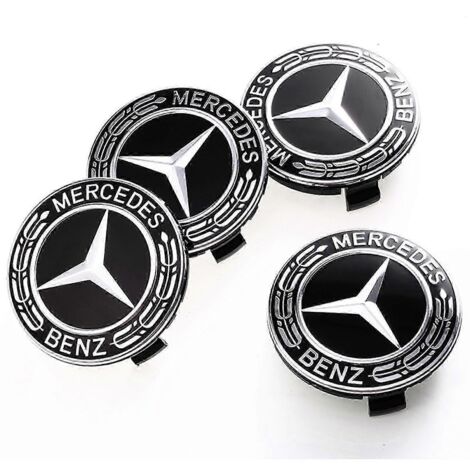 Mercedes-Radkappen-Etiketten, Radnabenkappen, Radnabenkappen für Mercedes-Benz, schwarz