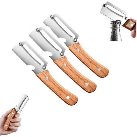 3-teiliges Gemüseschäler-Set aus Edelstahl mit ultrascharfer Klinge und ergonomischem Holzgriff