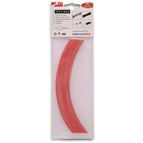 HellermannTyton 308-30160 Schrumpfschlauch rot 10 Stück (1/5)