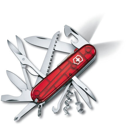 Schweizer Offiziersmesser Victorinox Huntsman Lite mit LED-Lichtholz sah 21 Funktionen 121 Gramm rot transparent 1.7915.T (1/2)