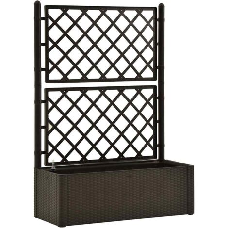 vidaXL Garden Raised Bed with Trellis and Self Watering System Mocha