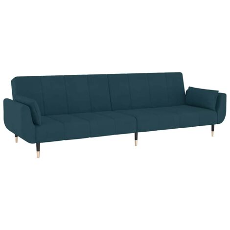 vidaXL 2-Sitzer Schlafsofa mit zwei Kissen Blau Velvet