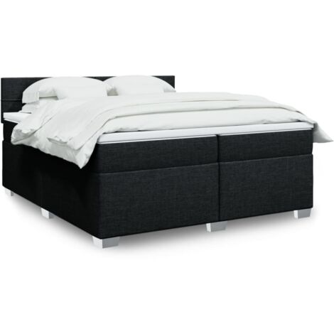vidaXL Bettgestell mit Lattenrost und Matratze Schwarz 200x200 cm Stoff