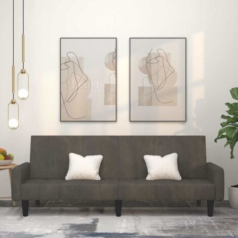 2-Sitzer Schlafsofa in dunkelgrauem Velours