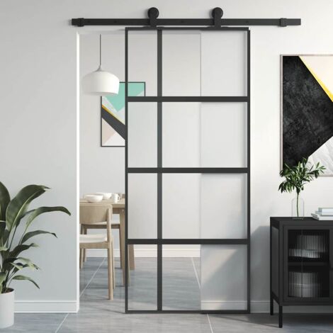 Schiebetür Schwarz 90x205 cm Hartglas und Aluminium vidaXL