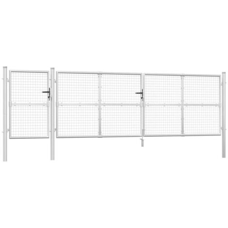 vidaXL Gartenzaun mit Silbernetz 500x175 cm galvanisierter Stahl