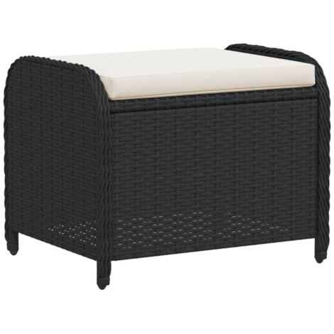 Gartenhocker mit Kissen Schwarz 58x46x46 cm Poly Rattan vidaXL