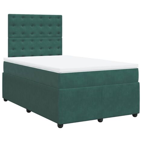 vidaXL Lattenrost-Bett und Matratze Dunkelgrün 120x200cm Velours