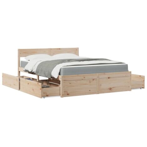 Bett mit Schubladen und Matratze 160x200 cm Massivholz Kiefer vidaXL