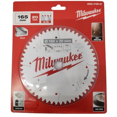 Milwaukee Tauchsägeblatt 165/20mm für Aluminium 52 Zähne für M18FPS55