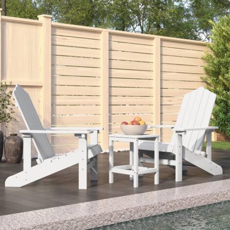 vidaXL Garden Adirondack Chairs with Table HDPE White (318637x2+318641)