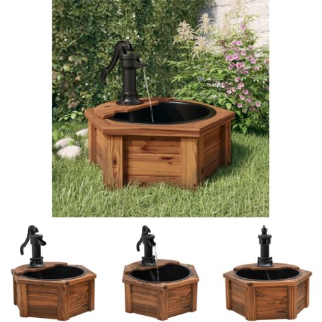 Wasserfontäne mit Pumpe 57x57x53 cm Massivholz Fichte