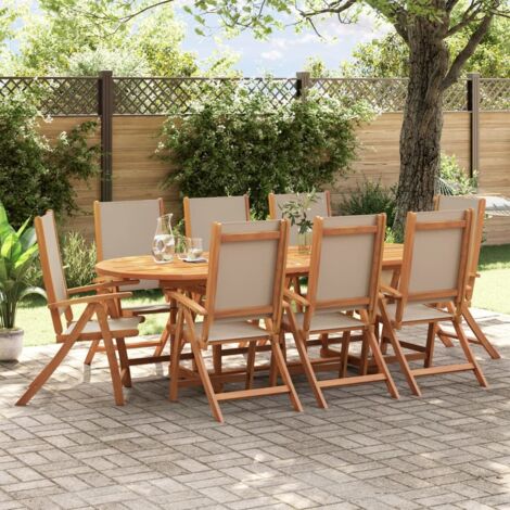Faltbare Gartenstühle Set von 8 Akazienholz und Textilene