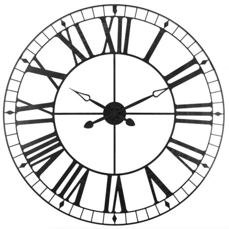 Sphera Vintage-Uhr mit hölzernem Hintergrund - 36cm - Schwarz