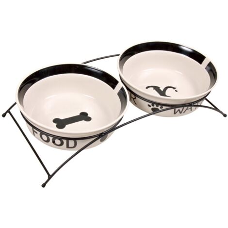 Trixie Eat-on-Feet Napf-Set, weiß / schwarz 2 x 2,6 Liter/d= 25 cm