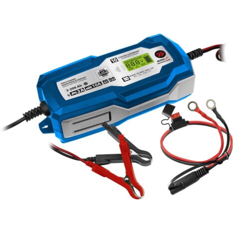 DEDRA Mikroprozessor-Gleichrichter 10A LCD - Batterieladegerät für 6/12V Batterien