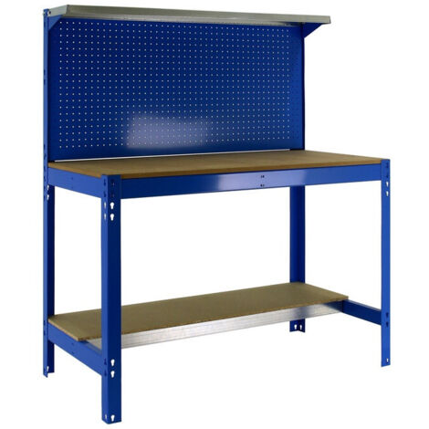 SimonRack - Werkbank-Bausatz 1440x1500x600mm Belastung 600Kg - SIMONWORK BT3 1500 BLAU/HOLZ