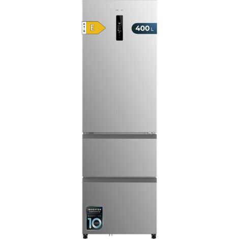 Cecotec Kombi-Kühlschrank No Frost Inox French Door Bolero CoolMarket Combi FD 400 Inox E. French Door inox, 400L, Total NoFrost, Motor Inverter und Schnellkühlfunktionen