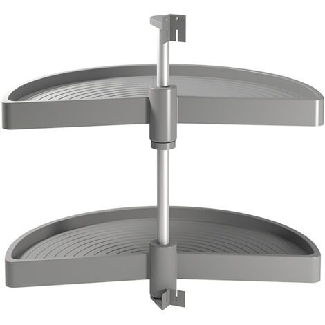 Emuca Set aus drehbaren Shelvo 1/2 Moon-Tabletts, für 900-mm-Modul, Kunststoff und Aluminium, Grau