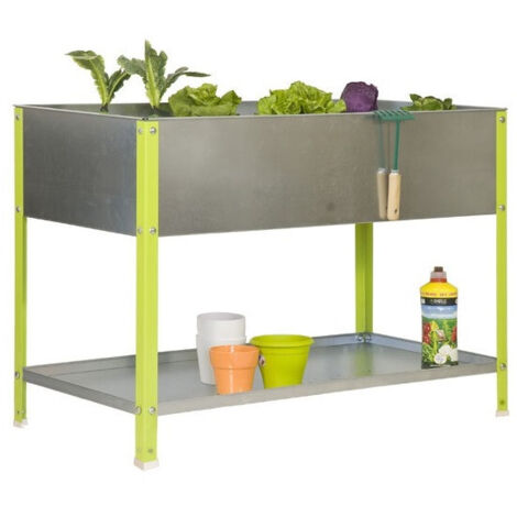 SimonRack - Pflanzkübel galvanisiert/grün 140L mit Regal - UrbanGarden Top 850x900x600 galvanisiert.