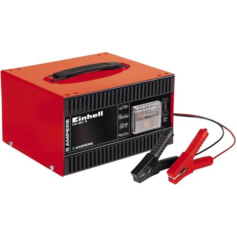 Einhell Ladegerät de DC-BC 12 Batterien (eingebautes Amperemeter, Gehäuse de Stahlblech, Überlast- und Verpolungsschutz de, inkl. cable de Klemmladung de Pole)