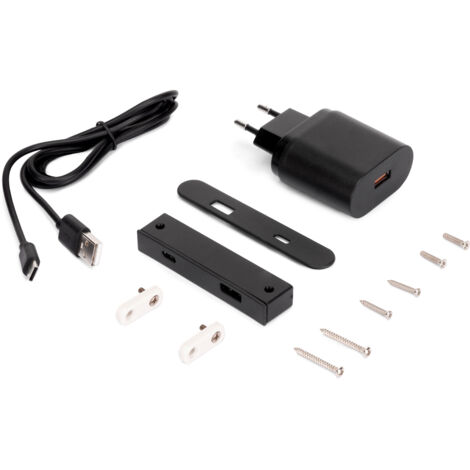 Emuca USB A- und C-Stecker zum Laden von Linky, 81x12mm, für Unter- oder Aufputzmontage, Kunststoff, Schwarz