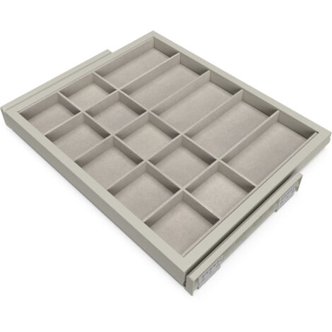 Emuca Schubladen-Organizer-Set mit Führungsrahmen mit sanftem Verschluss für Kleiderschrank, verstellbar, 600-mm-Modul, Steingra (1/5)