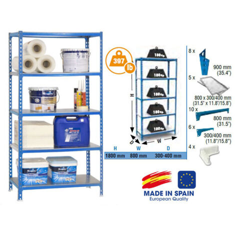 SimonRack - Lagerregal Simonclick 1800x800x400mm Verzinkt Blau Belastung 180Kg - MINI 400