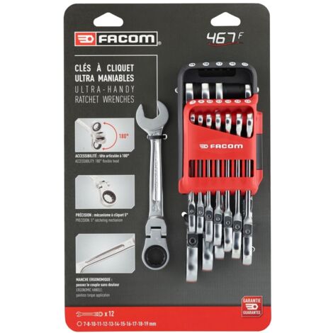 Facom 467BF JP12PB 12-teiliges Chrom-Mischschlüssel-Set