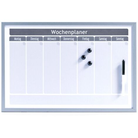 Magnettafel WOCHENPLANER + 3 Magnete und Filzstift, grau, 60x40 cm, ZELLER (1/5)